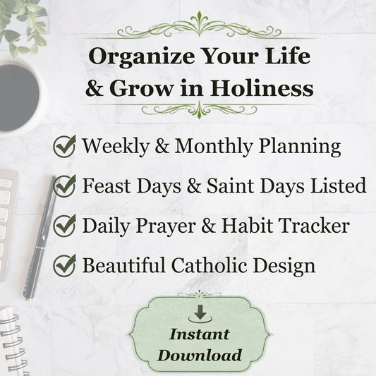 Traditional Latin Mass Catholic Planner 2026-2027 | Hourly Dashboard Weekly Layout | Printable PDF - Ludus Catholic Games
