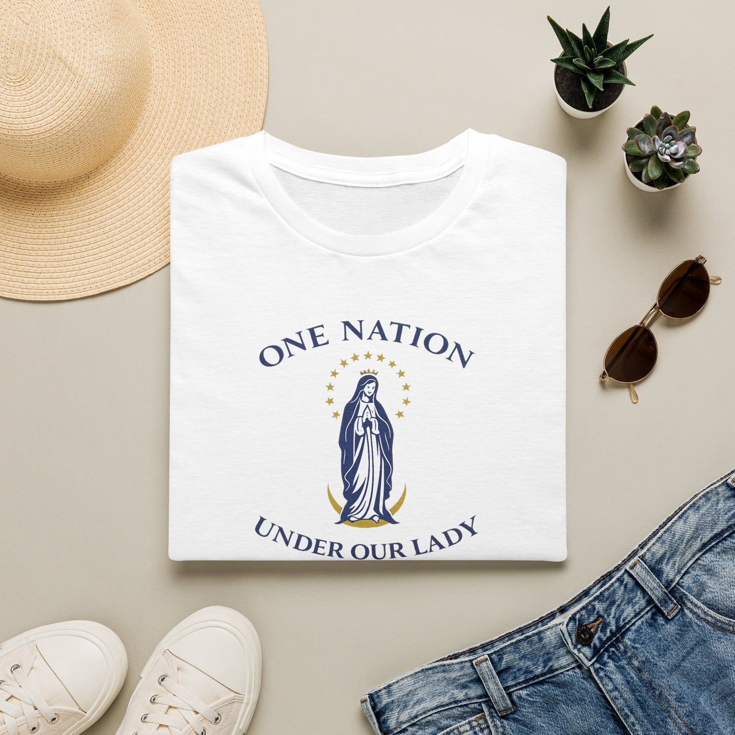 One Nation Under Our Lady T-Shirt - Ludus Catholic Games