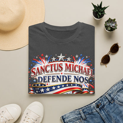 T-Shirt — Sanctus Michael Defende Nos Patriotic Saint Michael Protector Tee - Ludus Catholic Games