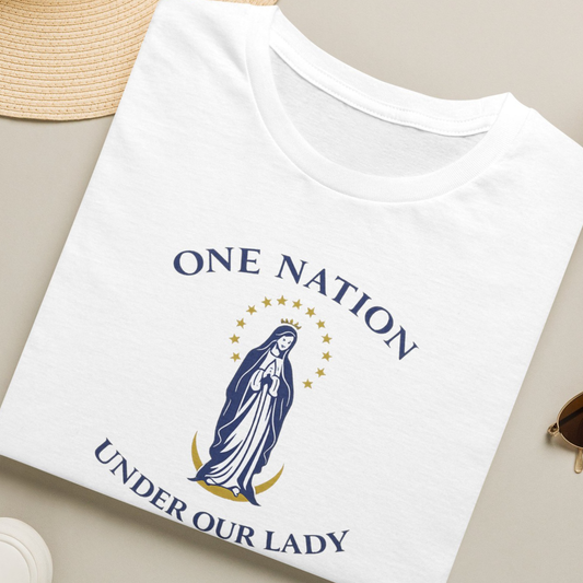 One Nation Under Our Lady T-Shirt - Ludus Catholic Games