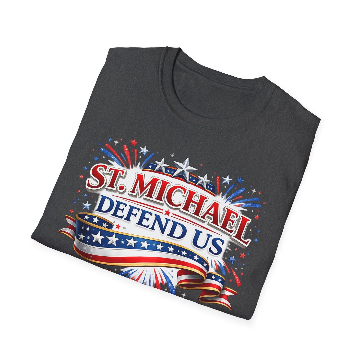 T-Shirt — St. Michael Defend Us Patriotic Guardian Angel Tee - Ludus Catholic Games