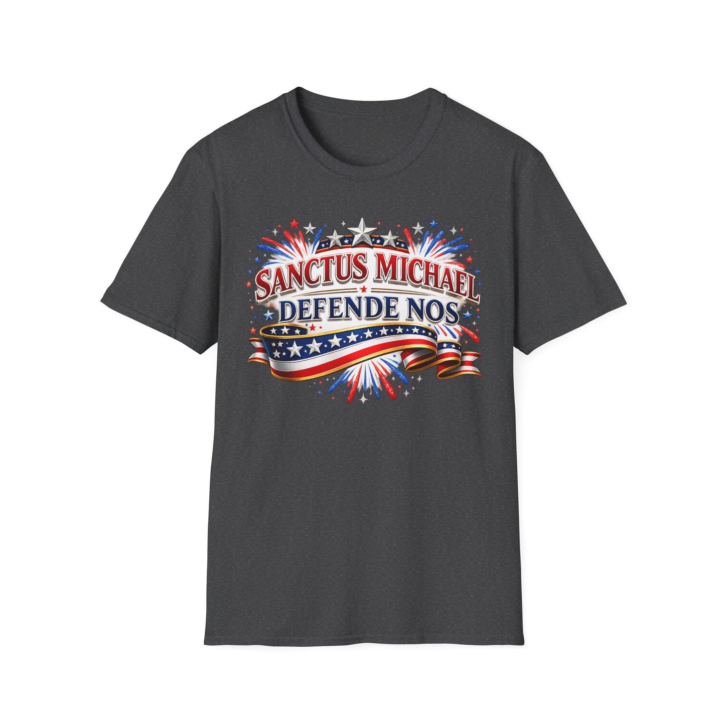 T-Shirt — Sanctus Michael Defende Nos Patriotic Saint Michael Protector Tee - Ludus Catholic Games
