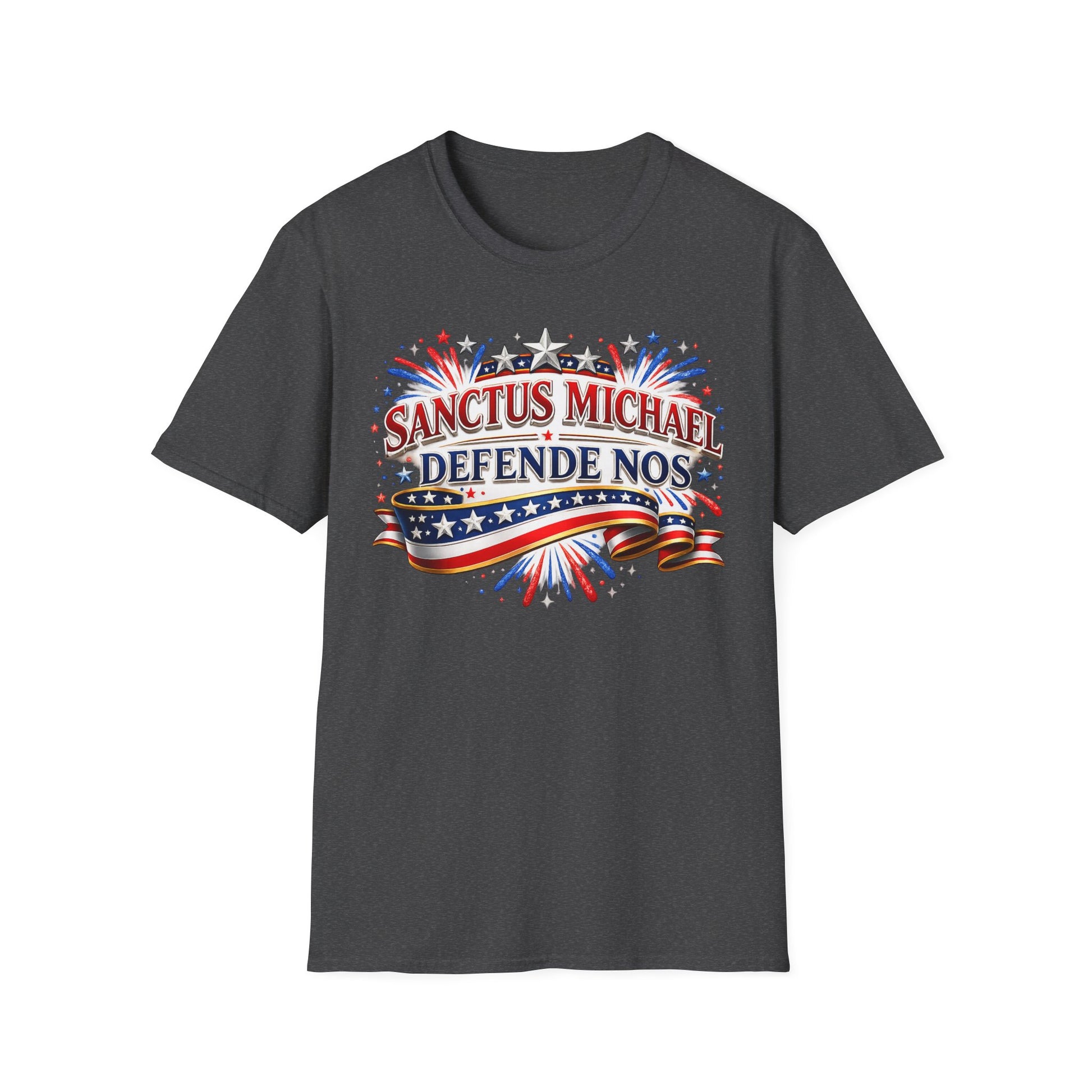 T-Shirt — Sanctus Michael Defende Nos Patriotic Saint Michael Protector Tee - Ludus Catholic Games