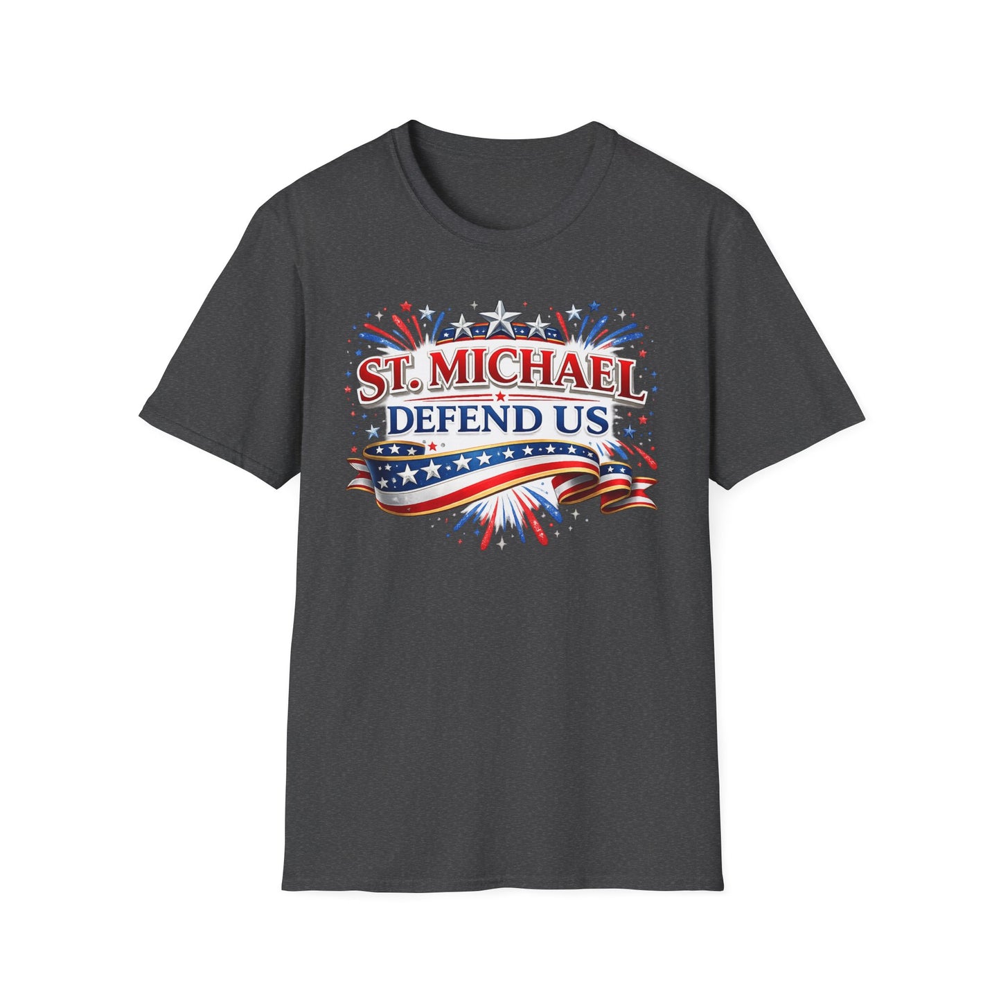 T-Shirt — St. Michael Defend Us Patriotic Guardian Angel Tee - Ludus Catholic Games