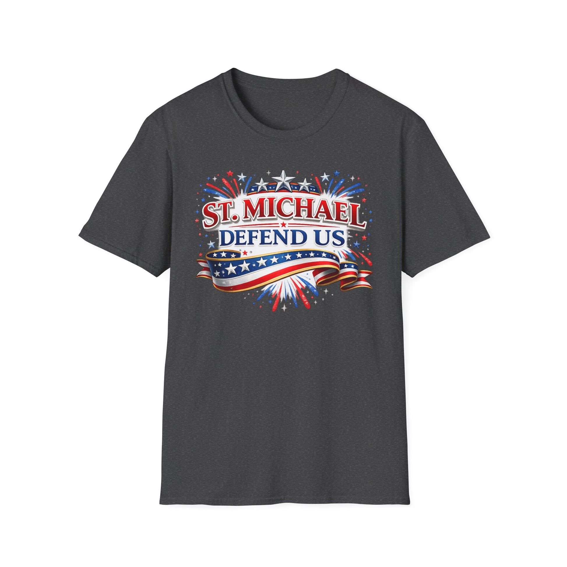 T-Shirt — St. Michael Defend Us Patriotic Guardian Angel Tee - Ludus Catholic Games
