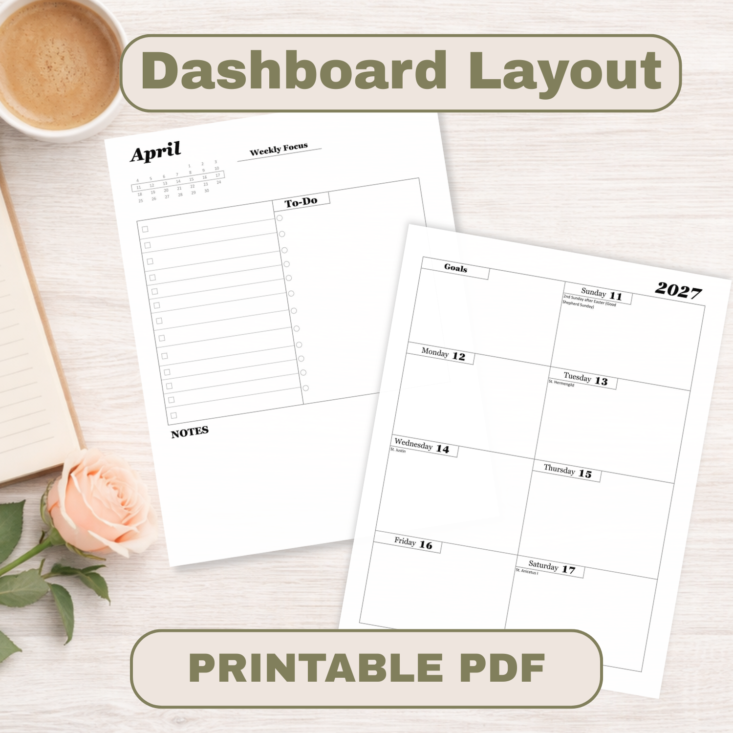 Traditional Latin Mass Catholic Planner 2026-2027 | Dashboard Weekly Layout | Printable PDF - Ludus Catholic Games