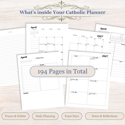 Traditional Latin Mass Catholic Planner 2026-2027 | Dashboard Weekly Layout | Printable PDF - Ludus Catholic Games