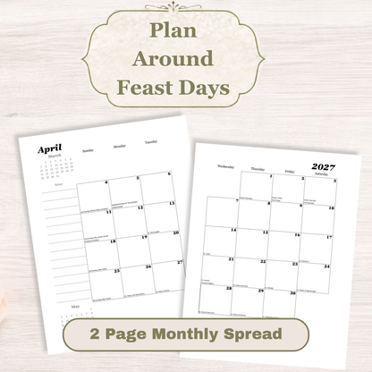 Traditional Latin Mass Catholic Planner 2026-2027 | Dashboard Weekly Layout | Printable PDF - Ludus Catholic Games