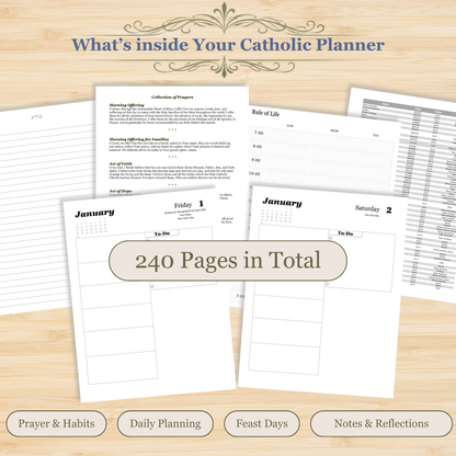 Traditional Latin Mass Catholic Planner 2027 Jan to Jun | Daily w/ Hours Layout | Printable PDF - Ludus Catholic Games