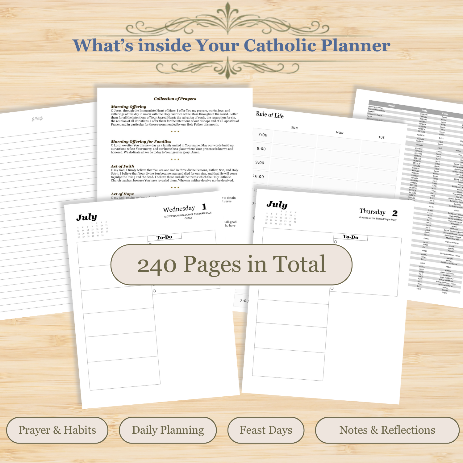 Traditional Latin Mass Catholic Planner 2026 July to Dec | Daily w/ Hours Layout | Printable PDF - Ludus Catholic Games