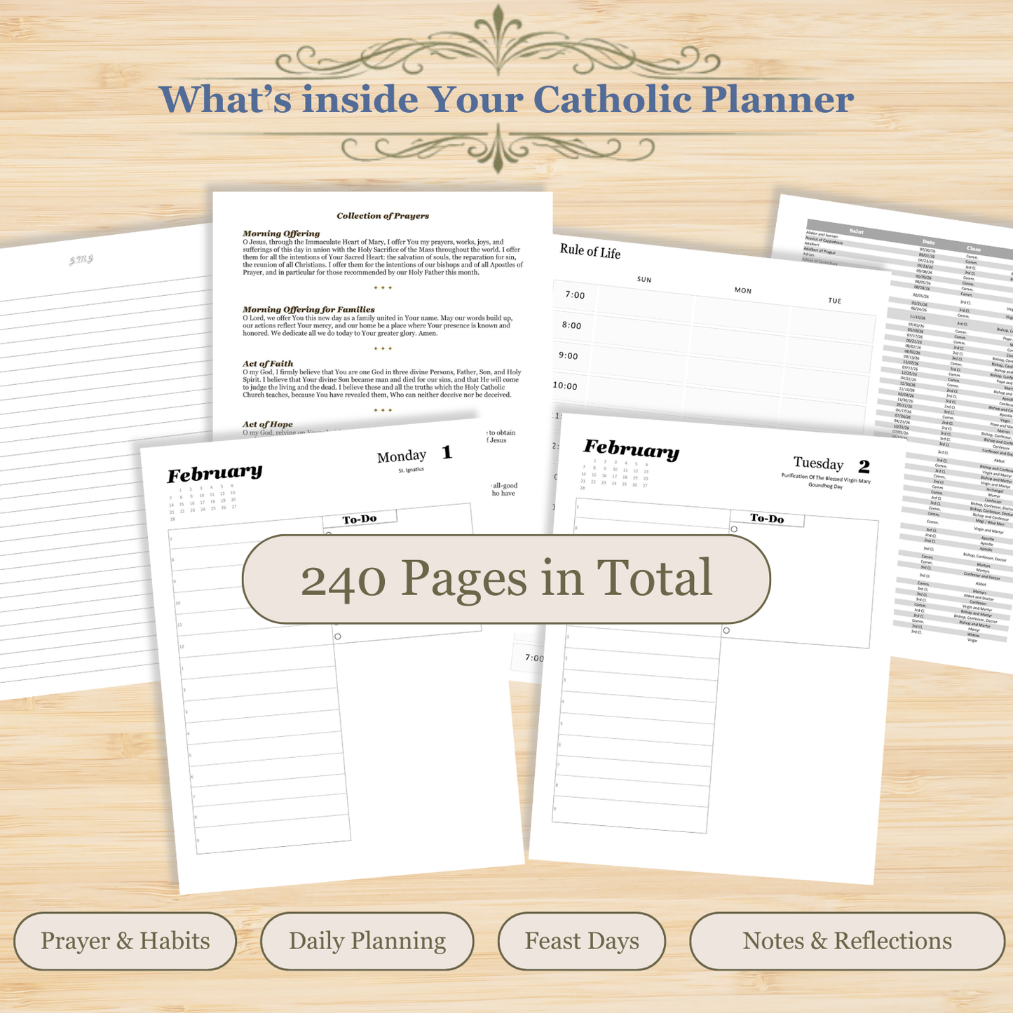 Traditional Latin Mass Catholic Planner 2027 Jan to Jun | Daily w/ Hours Layout | Printable PDF
