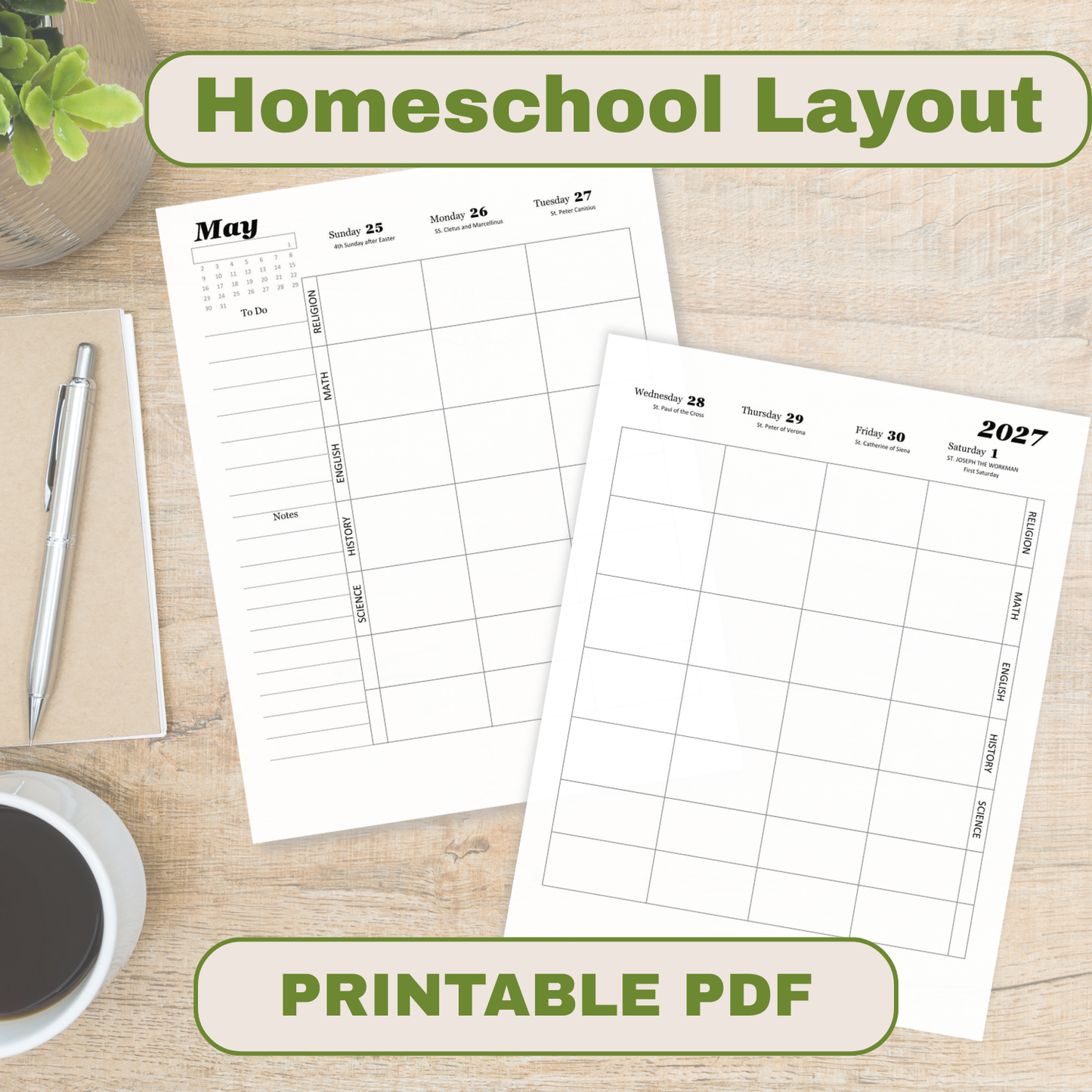 Traditional Latin Mass Catholic Planner 2026-2027 | Homeschool Weekly Layout | Printable PDF - Ludus Catholic Games