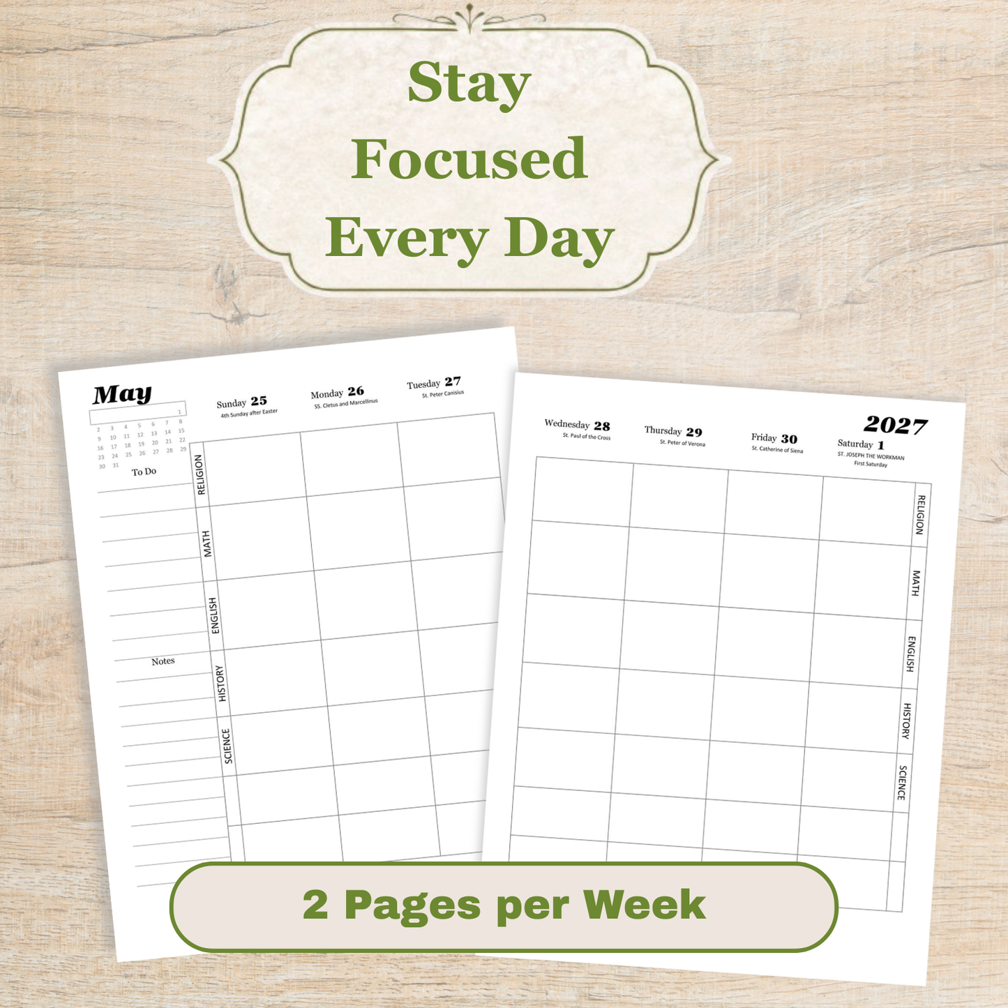 Traditional Latin Mass Catholic Planner 2026-2027 | Homeschool Weekly Layout | Printable PDF - Ludus Catholic Games
