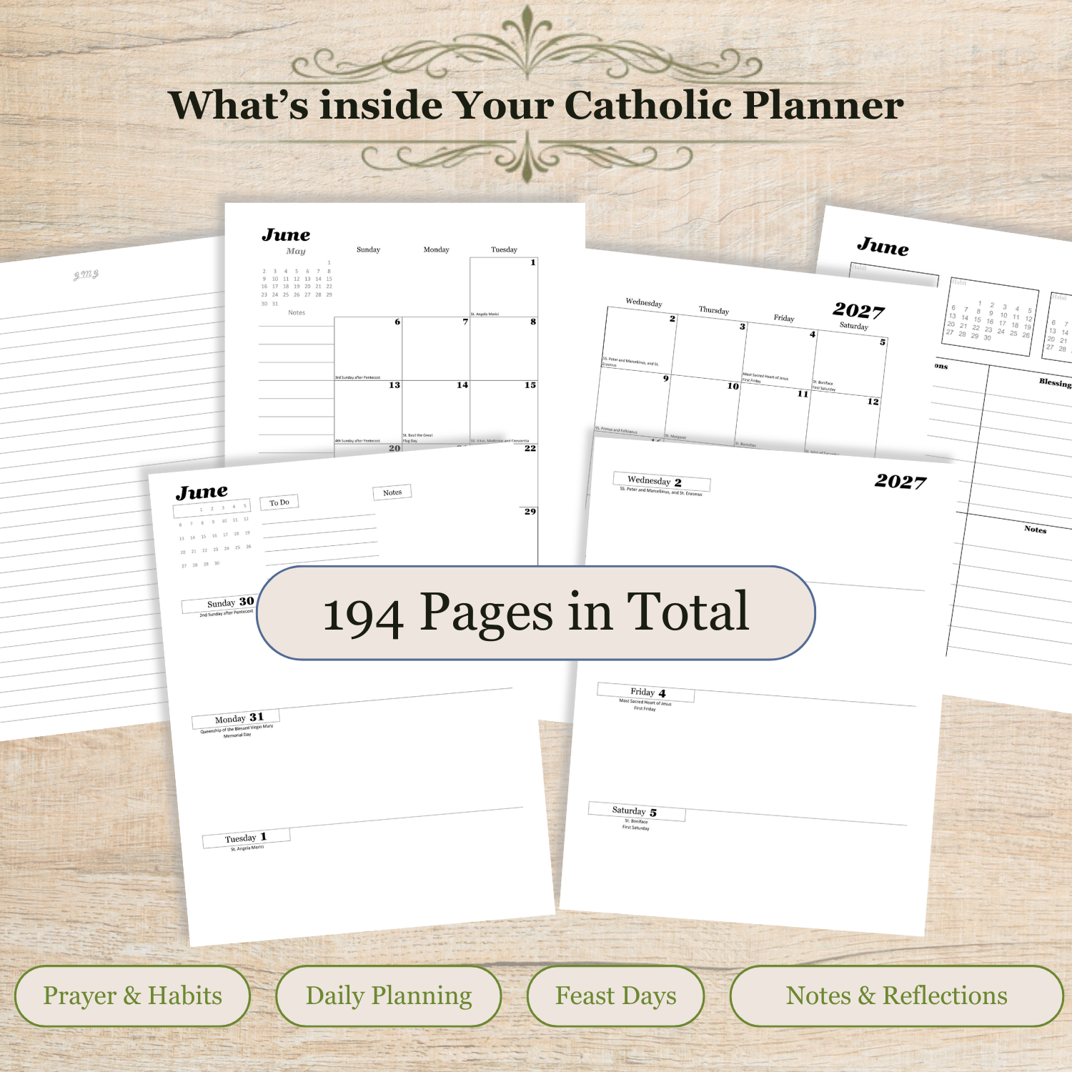 Traditional Latin Mass Catholic Planner 2026-2027 | Horizontal Weekly Layout | Printable PDF - Ludus Catholic Games