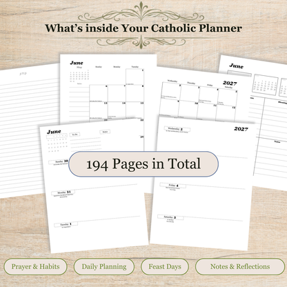Traditional Latin Mass Catholic Planner 2026-2027 | Horizontal Weekly Layout | Printable PDF - Ludus Catholic Games