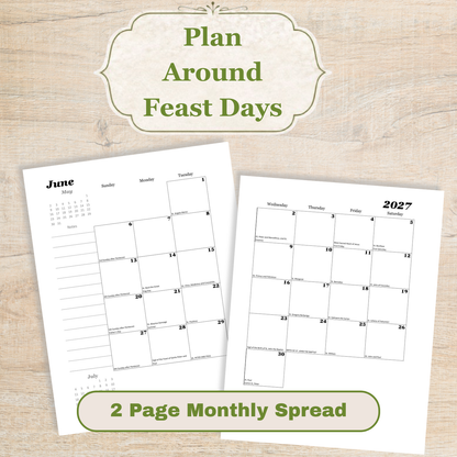 Traditional Latin Mass Catholic Planner 2026-2027 | Horizontal Weekly Layout | Printable PDF - Ludus Catholic Games