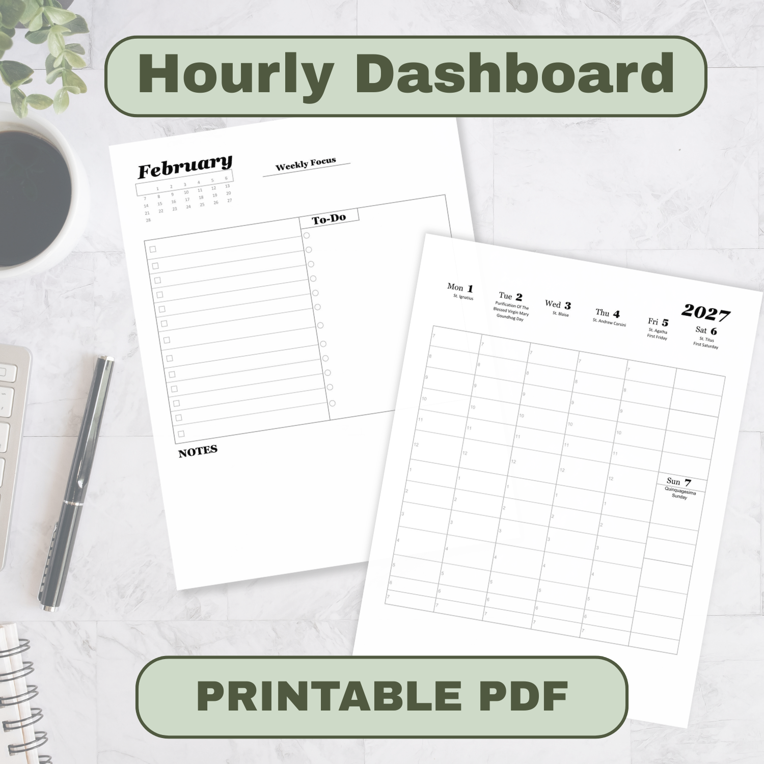 Traditional Latin Mass Catholic Planner 2026-2027 | Hourly Dashboard Weekly Layout | Printable PDF - Ludus Catholic Games