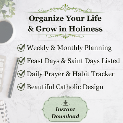 Traditional Latin Mass Catholic Planner 2026-2027 | Hourly Dashboard Weekly Layout | Printable PDF - Ludus Catholic Games