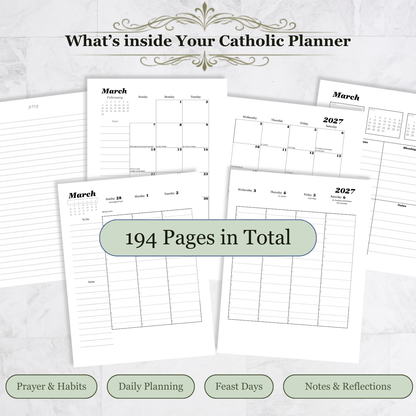 Traditional Latin Mass Catholic Planner 2026-2027 | Hourly Weekly Layout | Printable PDF - Ludus Catholic Games