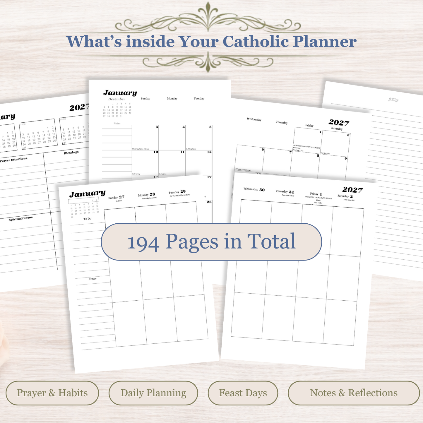 Traditional Latin Mass Catholic Planner 2026-2027 | Vertical Weekly Layout | Printable PDF - Ludus Catholic Games