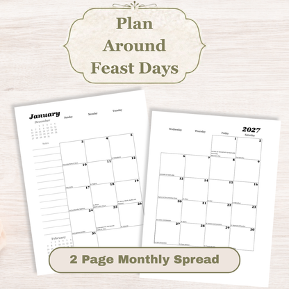 Traditional Latin Mass Catholic Planner 2026-2027 | Vertical Weekly Layout | Printable PDF - Ludus Catholic Games