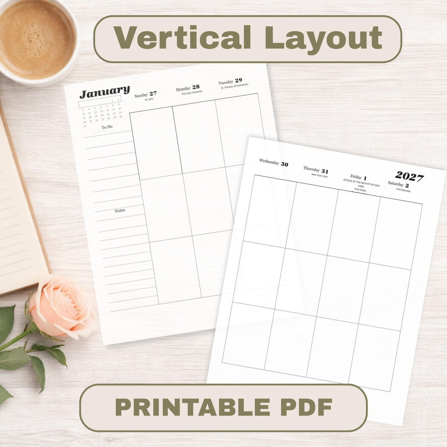 Traditional Latin Mass Catholic Planner 2026-2027 | Vertical Weekly Layout | Printable PDF - Ludus Catholic Games