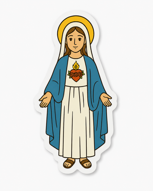 Immaculate Heart of Mary vinyl sticker, shown against a plain light gray background.